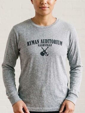 Vintage Alore Ryman Auditorium Nashville Gray Long Sleeve T-Shirt Size Large XL